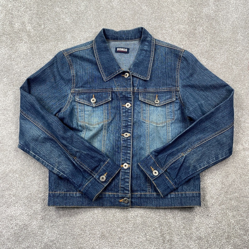 BONGO Authentic Stretch Button Up Denim Trucker‎ Jacket Junior Size 13 Blue